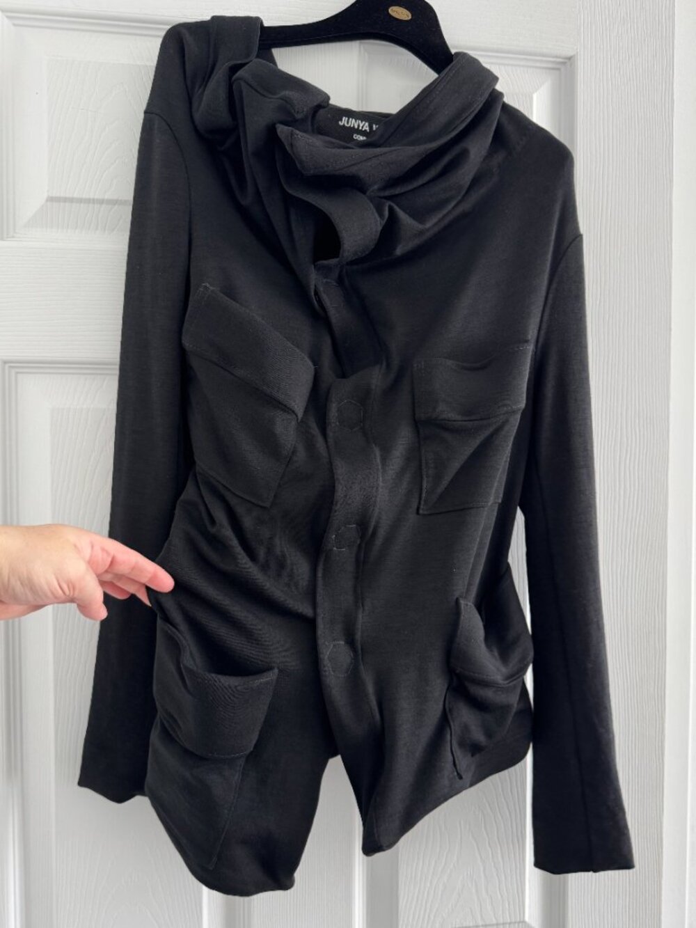 Junya Watanabe Asymmetrical Gathered Front Cardigan/Jacket in Black, size Small - Picture 3 of 13
